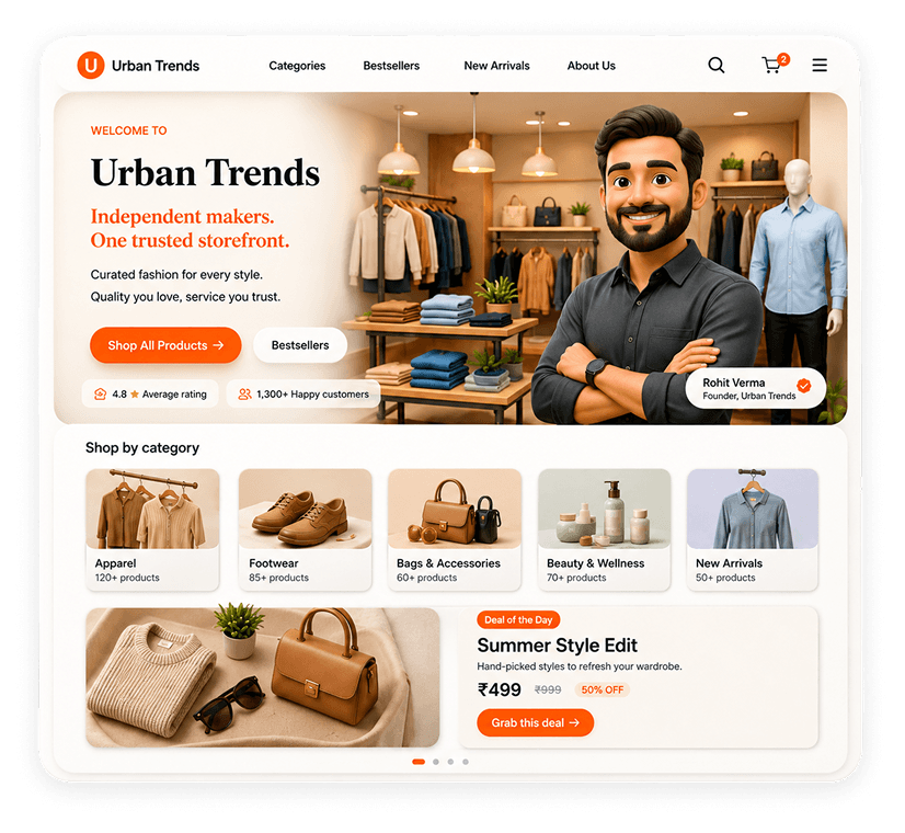 Urban Trends vendor storefront preview