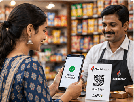 Customer making a digital payment at a local shop