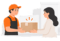 Vendor handing an order to a customer